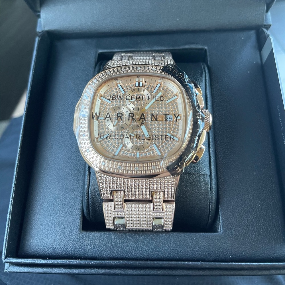 JBW diamond certified rose gold watch 44mm.